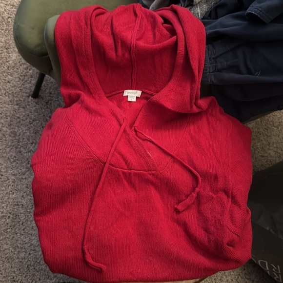 Women's Red Hooded Sweater - Picture 8 of 8